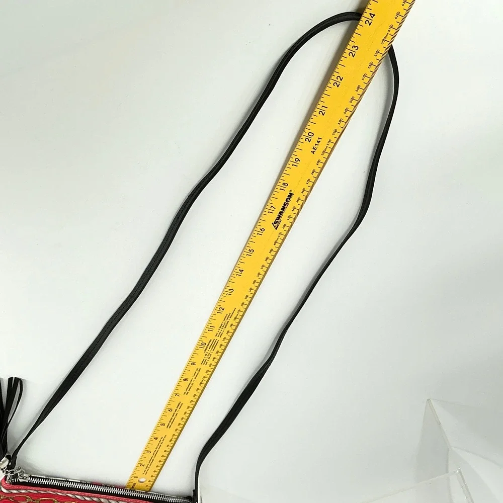 Brighton Love Glitter and Go Canvas Crossbody Bag‎ Red White Black Tassel